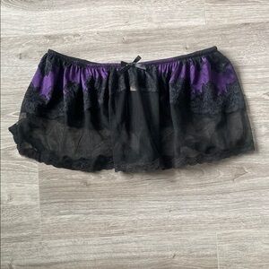 Cacique Elegant Black and Purple Lace Plus Size Lingerie Skirt